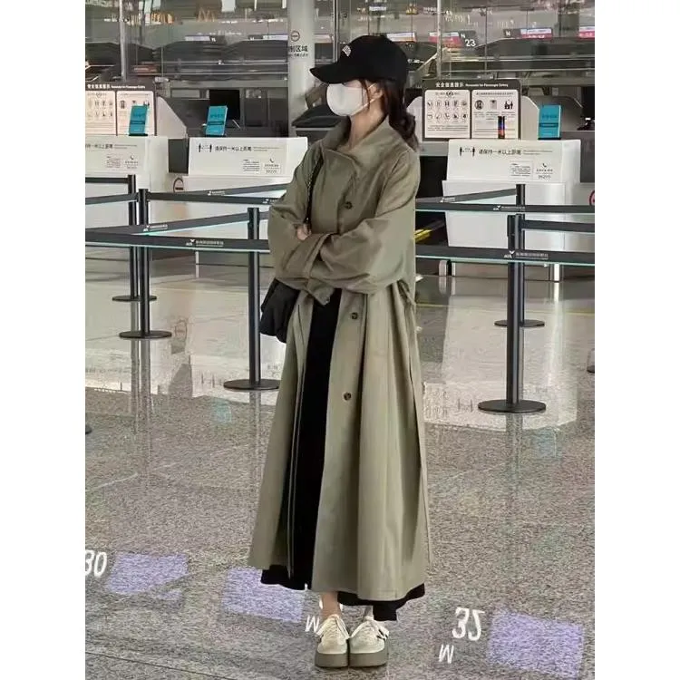 爆款风衣外套女过膝2025春秋新款宽松韩系高级感中长款大衣英伦风