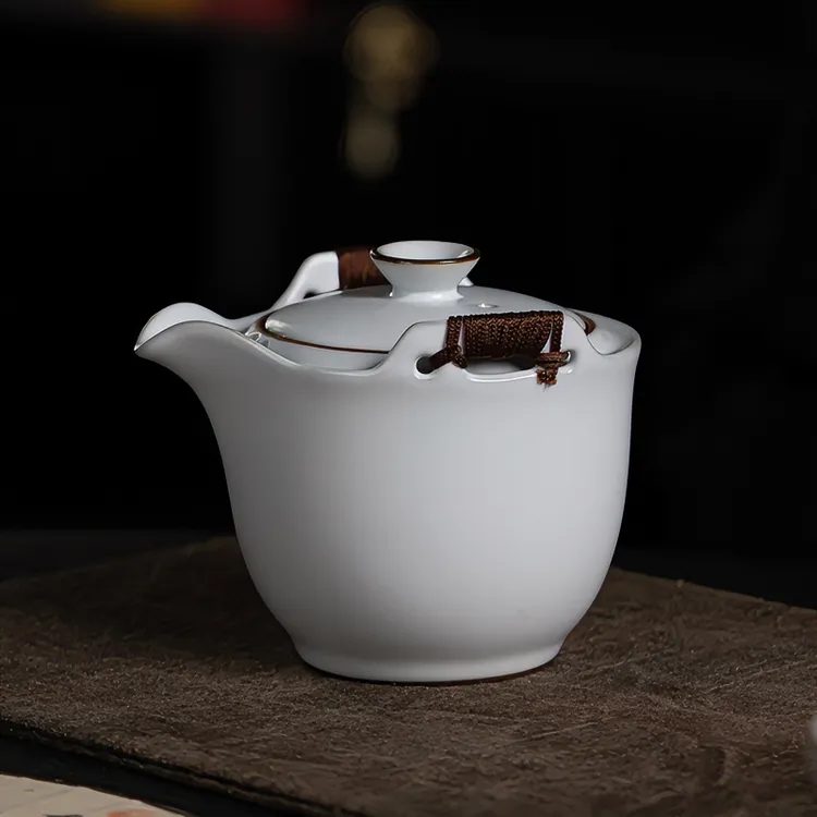 弘茗道 月白铁胎手抓壶 开片可养金丝线 家用泡茶壶单壶过滤壶