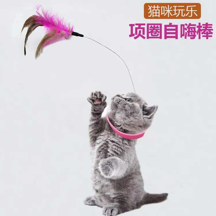 逗猫棒宠物自嗨猫玩具多功能可绑脚桌腿项圈羽毛硅胶逗猫猫咪用品