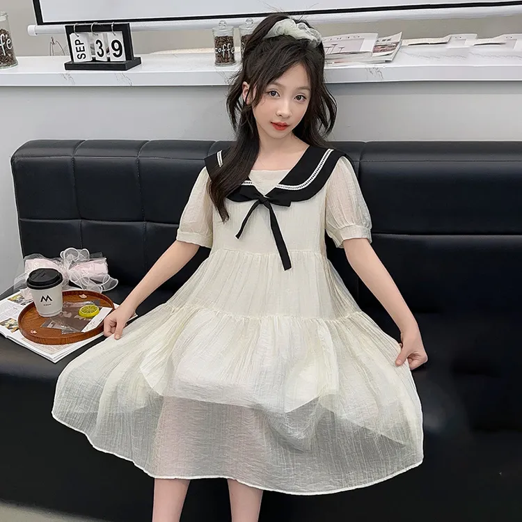 女童学院连衣裙夏季2025新款洋气儿童裙子夏装女孩童装韩版公主裙
