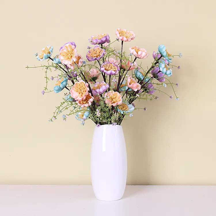 爆款高档仿真花粉蝶客厅摆设花芙蓉杜鹃粉蝶餐桌假花装饰花束插花