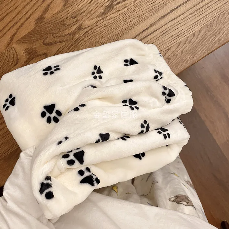 加绒法兰绒家居裤卡通休闲裤学生保暖裤外穿珊瑚绒睡裤女秋冬新款