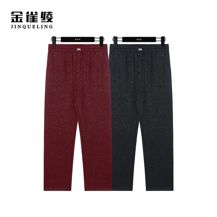 金雀绫【加绒闪闪裤】冬季新款时尚重工艺款长款休闲裤BK7072