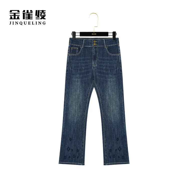 金雀绫【微喇物语】新款设计师感微喇刺绣牛仔裤KLK20