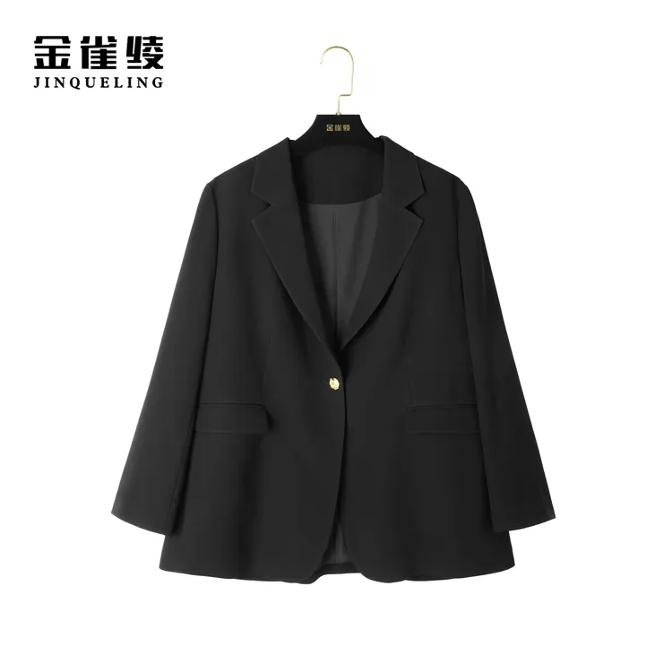 金雀绫【大女主】春季新款时尚百搭黑色气质款西服外套AT6052