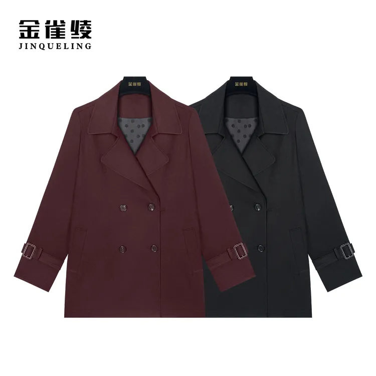 金雀绫【岁月如歌】秋冬款时尚简约羊毛混纺短风衣BT7034