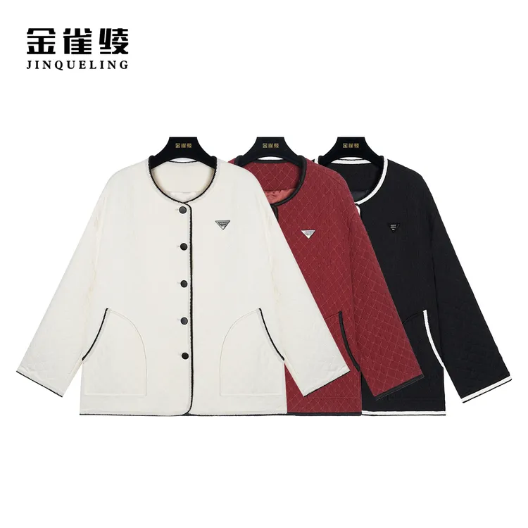 金雀绫【百老汇】秋冬新款休闲圆领百搭棉服外套BT7058