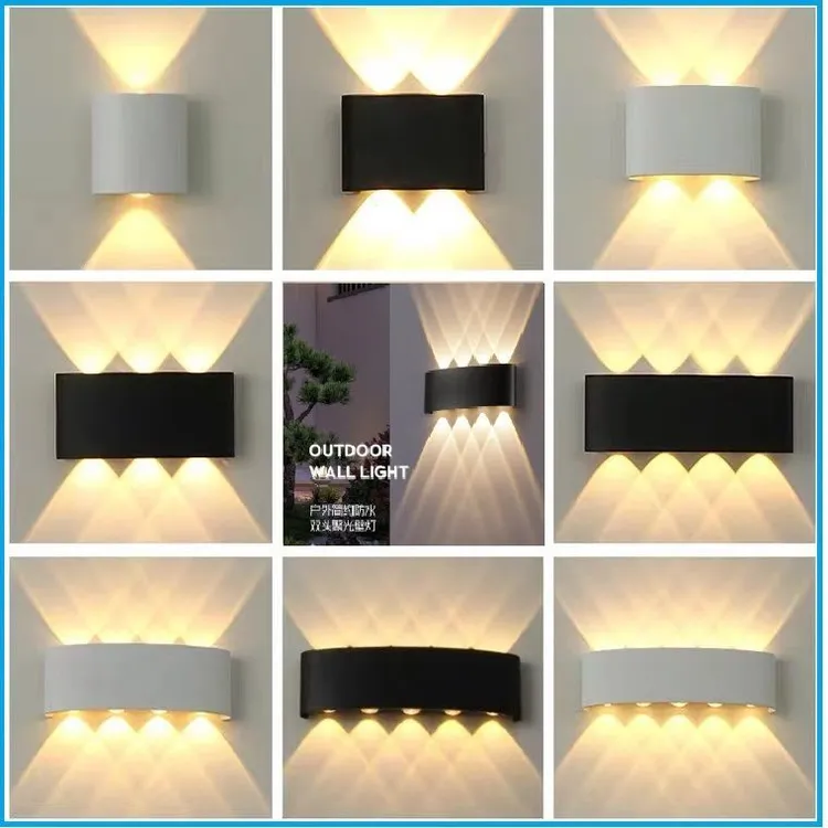 简约防水户外壁灯双头上下发光墙壁灯RGB七彩氛围灯楼梯洗墙灯