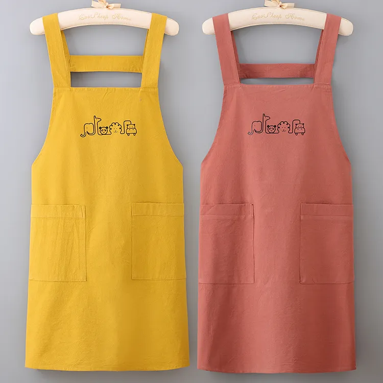 棉布卡通印花围裙时尚柔软舒适厨房做饭围裙防尘防污围裙