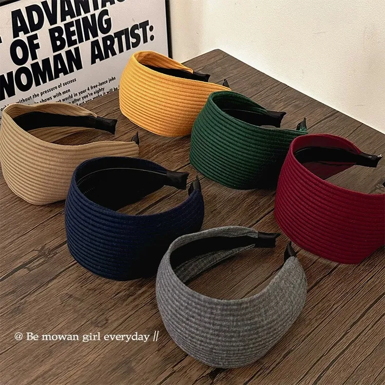 韩系针织宽边发箍女压发洗脸头箍颅顶增高复古发卡头饰