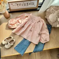 65217春秋新款2025女童宝宝休闲百搭可爱韩版绣花衬衣上衣衬衫
