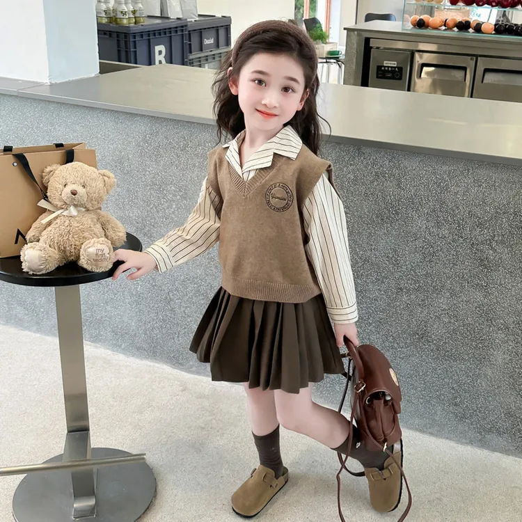 女童秋装jk儿童套装2025新款洋气小女孩学院风三件套库洛米公主裙