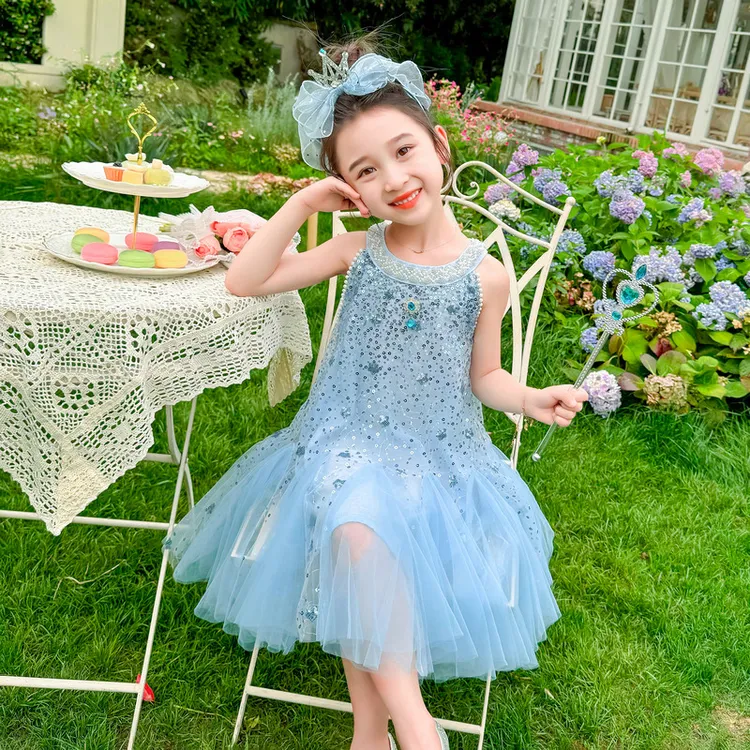 连衣裙夏季儿童洛丽塔冰雪奇缘爱莎公主裙宝宝洋气艾莎2026裙子