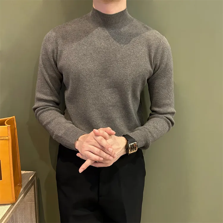 WUSHE物社【羊毛】男士秋冬纯色套头毛衣时尚百搭保暖打底羊毛衫男