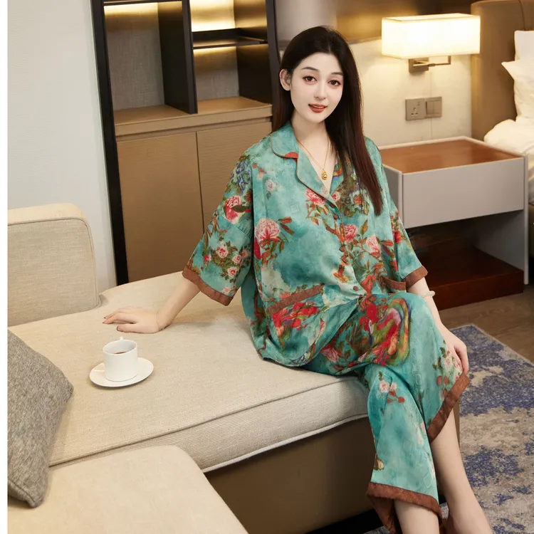 七七【蓝调栀晓】2024夏季定制可外穿大码舒适家居服SMS