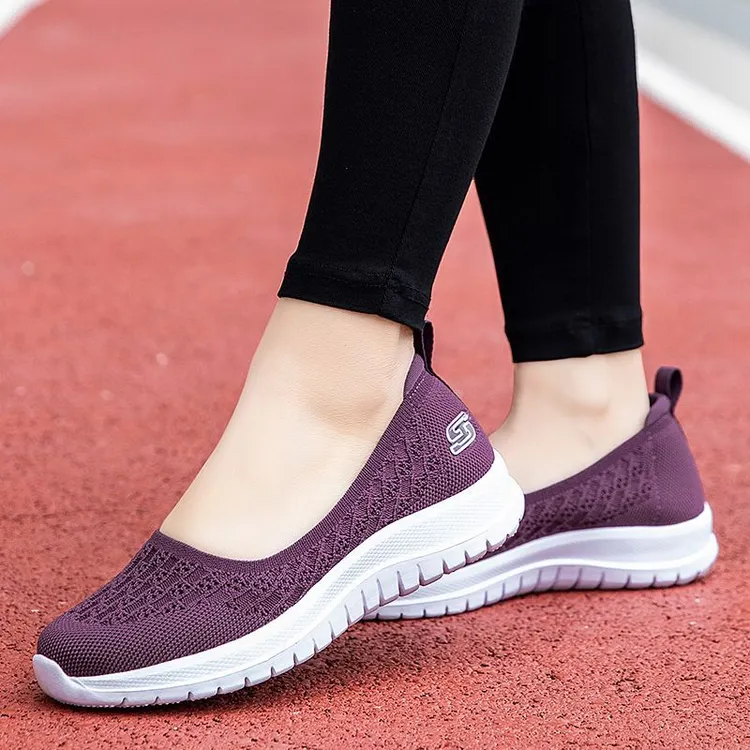 足力健健步鞋女春夏季网面方口妈妈鞋软底中老年一脚蹬奶奶老人鞋