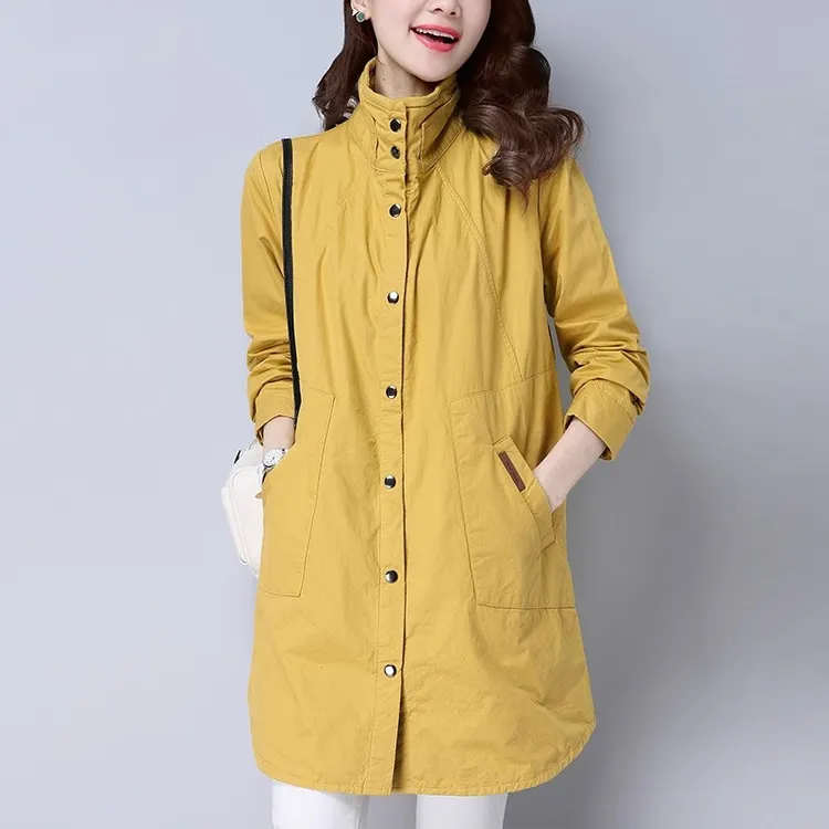 纯棉风衣女中长款2025春秋新款妈妈气质立领春秋女士韩版女式外套