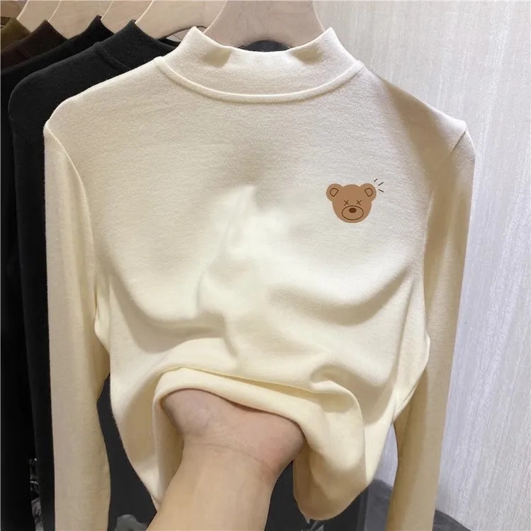 女童半高领德绒打底衫秋冬中大童内搭冬季加绒儿童女孩保暖上衣