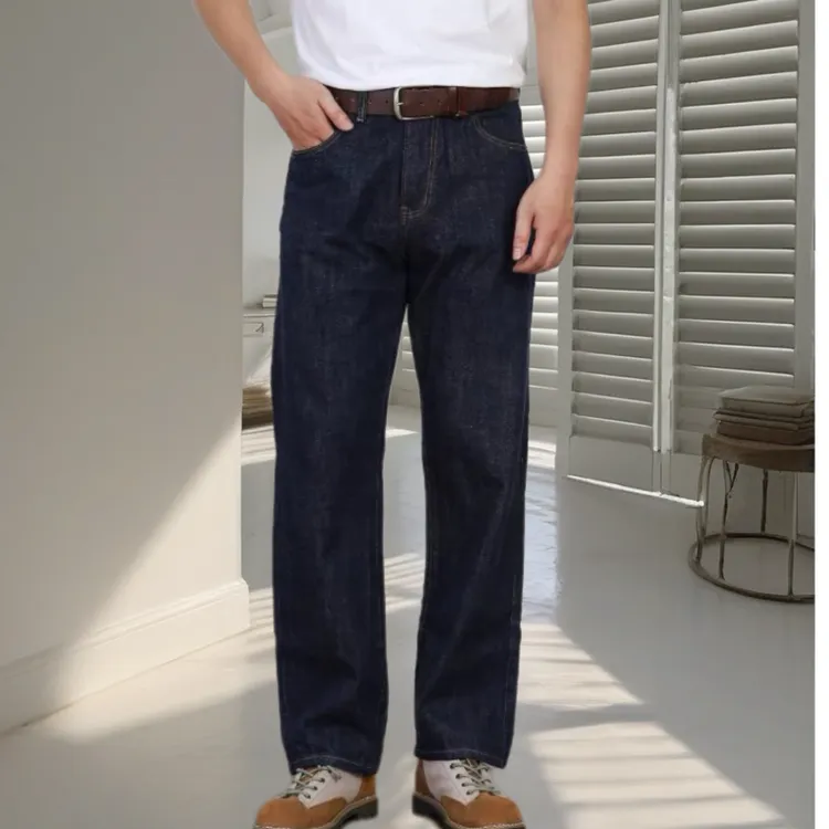美式复古原色赤耳丹宁牛仔裤阿美咔叽VINTAGE红边宽松直筒裤男女