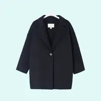 宝丫轻奢  女式复古简约翻领中长毛呢外套T1400