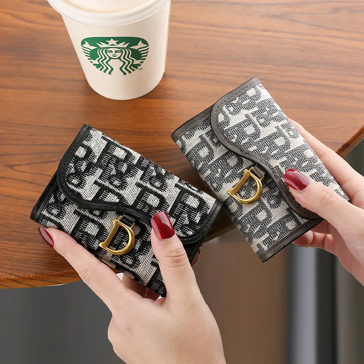 【宠粉浮力】2023新款女士多卡位卡包织花布面欧美复古字母轻薄包