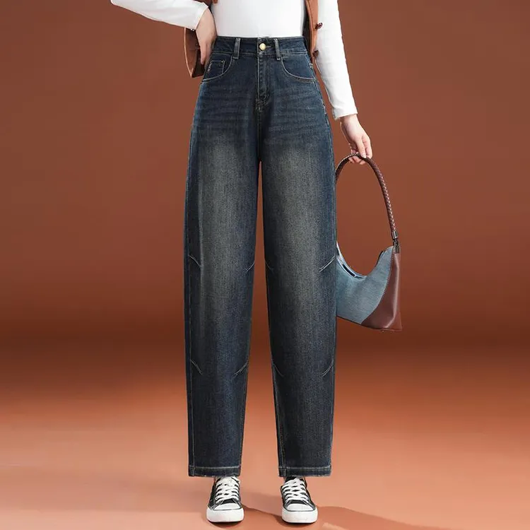 复古老爹裤高腰显瘦牛仔裤时尚哈伦裤女秋冬2024新款韩版休闲长裤