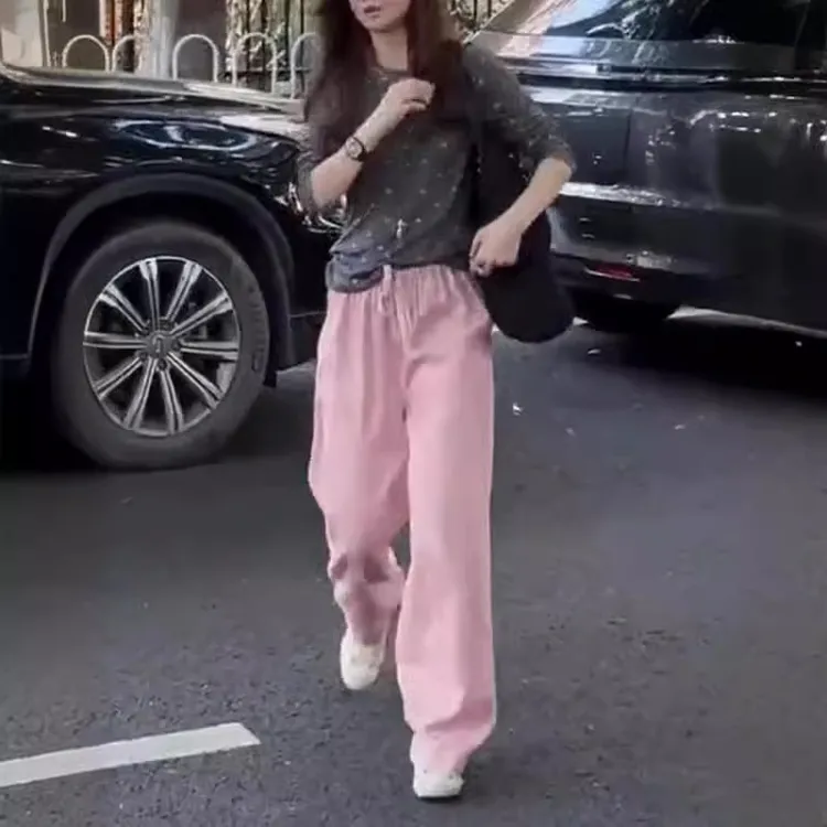 2024夏季新款时尚长袖防晒上衣垂感直筒裤洋气女