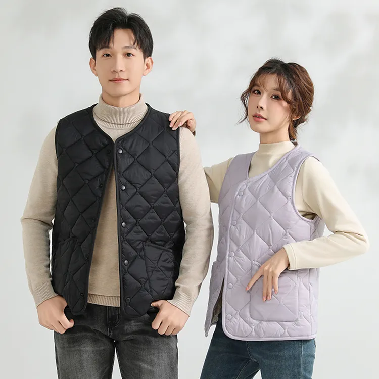 马夹纽扣款秋冬季轻薄锁温保暖情侣男女轻盈简约背心马甲内背心