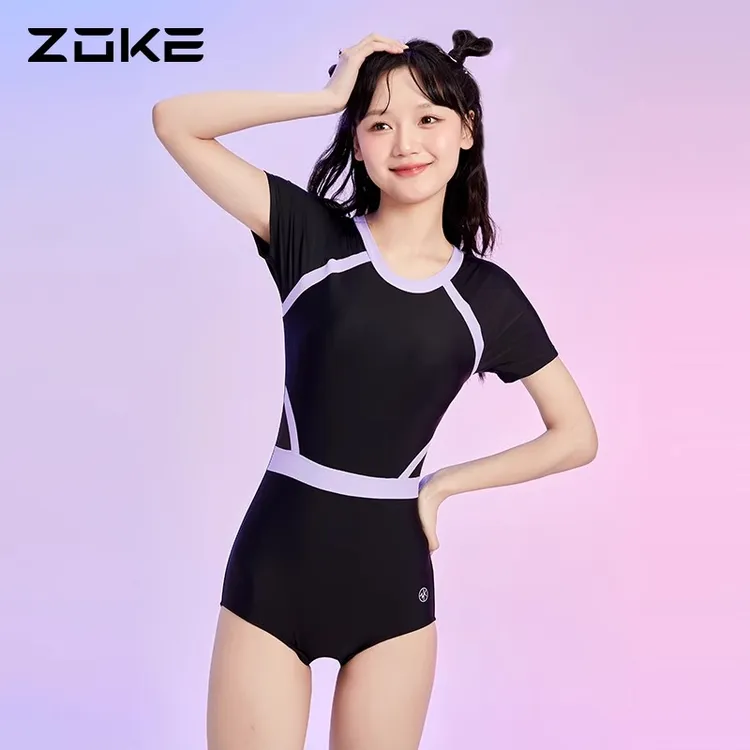 洲克游泳衣女2024新款简约运动防晒夏季遮肚温泉保守专业裙式保守