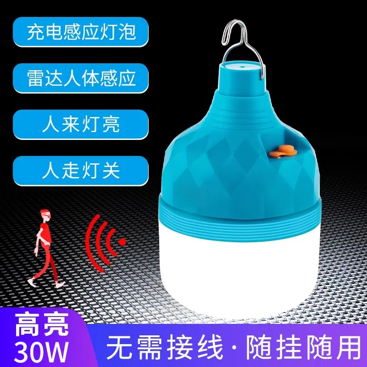 充电式雷达人体感应灯无线楼道楼梯走廊过道免布线不插电led灯泡 