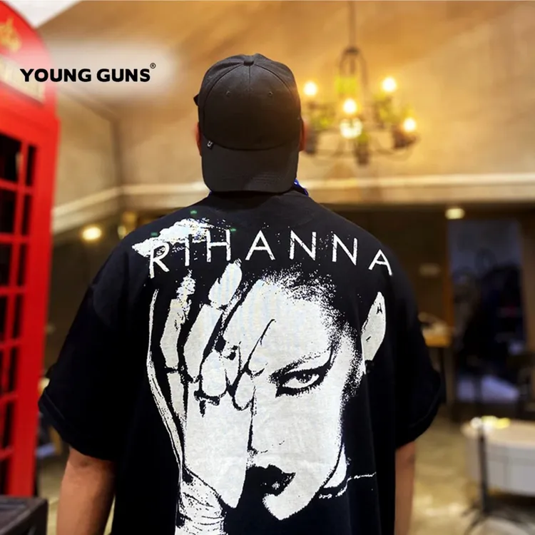 Youngguns夏季美式休闲宽松印花纯棉短袖t恤百搭复古T恤短袖t恤男