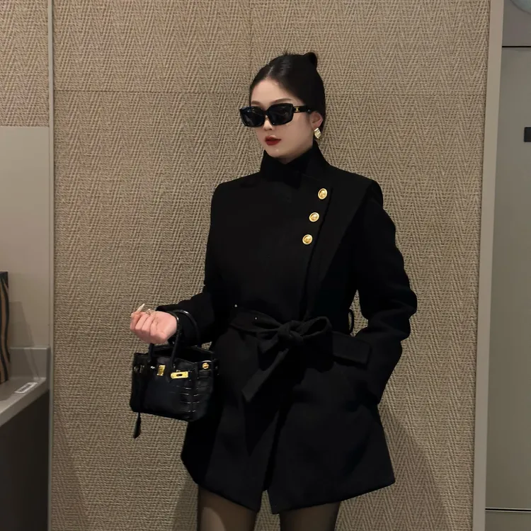 《专属链接》新款细羊毛大衣毛呢外套设计师显瘦高级感赫本风1229