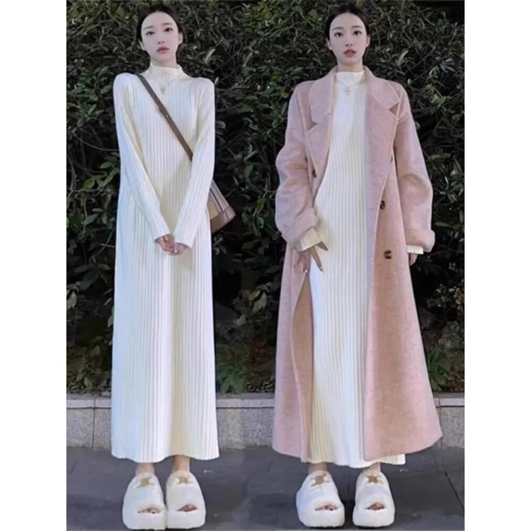 时尚气质2025秋冬上新高级感长袖显瘦遮胯长款连衣裙