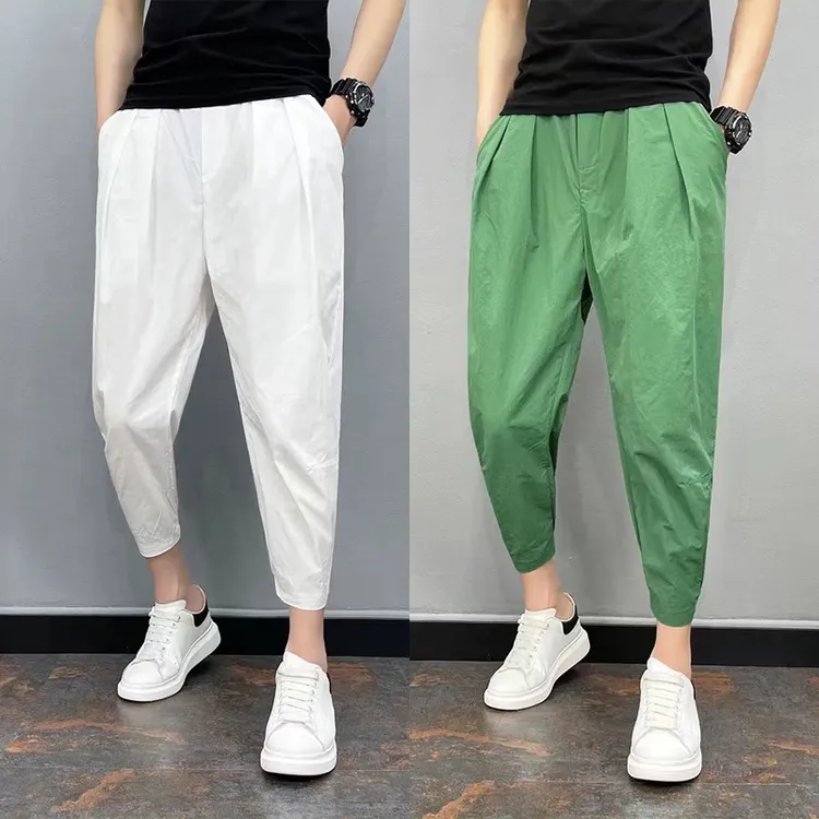 夏季薄款男士七分休闲裤宽松速干哈伦裤潮流百搭时尚束脚九分裤子