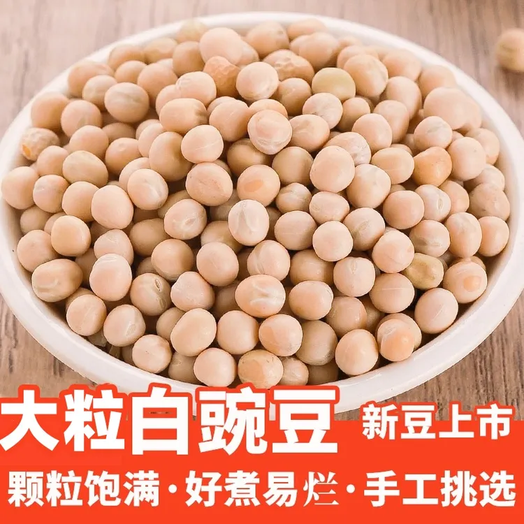 农家新货白豌豆干货生豌豆食用干豌豆粒可发芽苗菜发芽率高半斤起