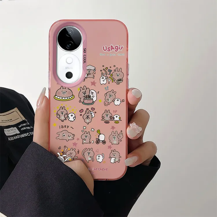 vivos19手机壳手机壳高颜值个性创意网红可爱搞怪小兔漫彩银壳