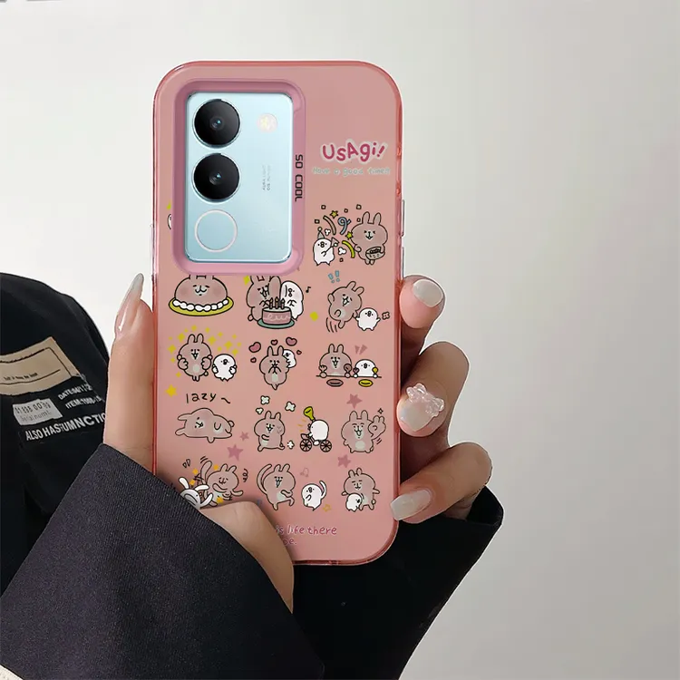 vivos17手机壳手机壳高颜值个性创意网红可爱搞怪小兔漫彩银壳