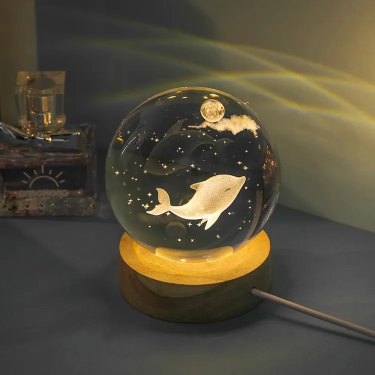 创意海洋系列水晶球小夜灯摆件生日礼物送女生男友闺蜜小众高级感