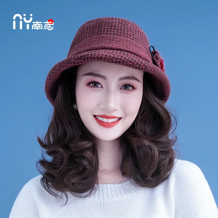 帽子假发一体时尚秋冬新款渔夫帽短卷发假发帽子短发全头套可拆卸