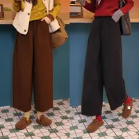 陈大器【青石小径】港风复古纯色毛呢九分休闲长裤高腰裤JA1999120