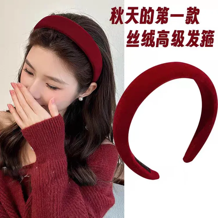 高级感圣诞新年秋冬红色发箍女宽边头箍网红复古发卡发捆头饰气质