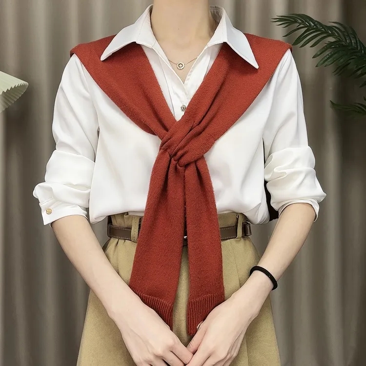 百搭外搭披肩空调房洋气衬衫护颈椎针织小披肩红色薄款外披坎春秋