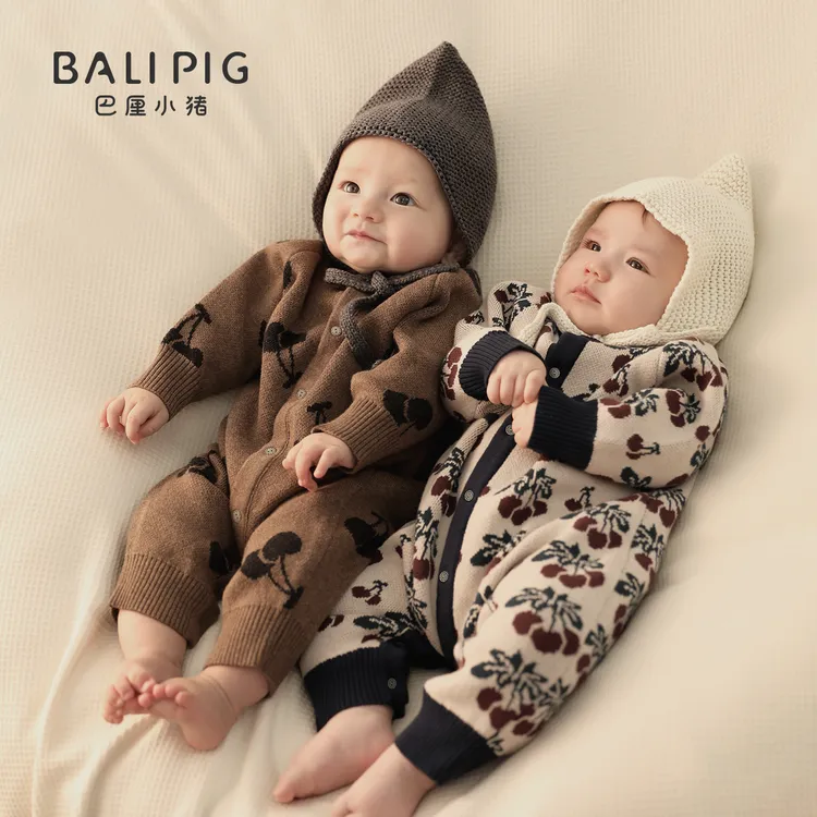 婴儿秋装外出衣服男女宝针织哈衣冬季保暖加厚毛衣宝宝连体衣