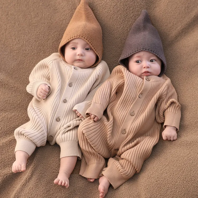 婴儿针织连体衣秋冬幼儿外出服冬季保暖加厚毛线哈衣衣服宝宝秋装