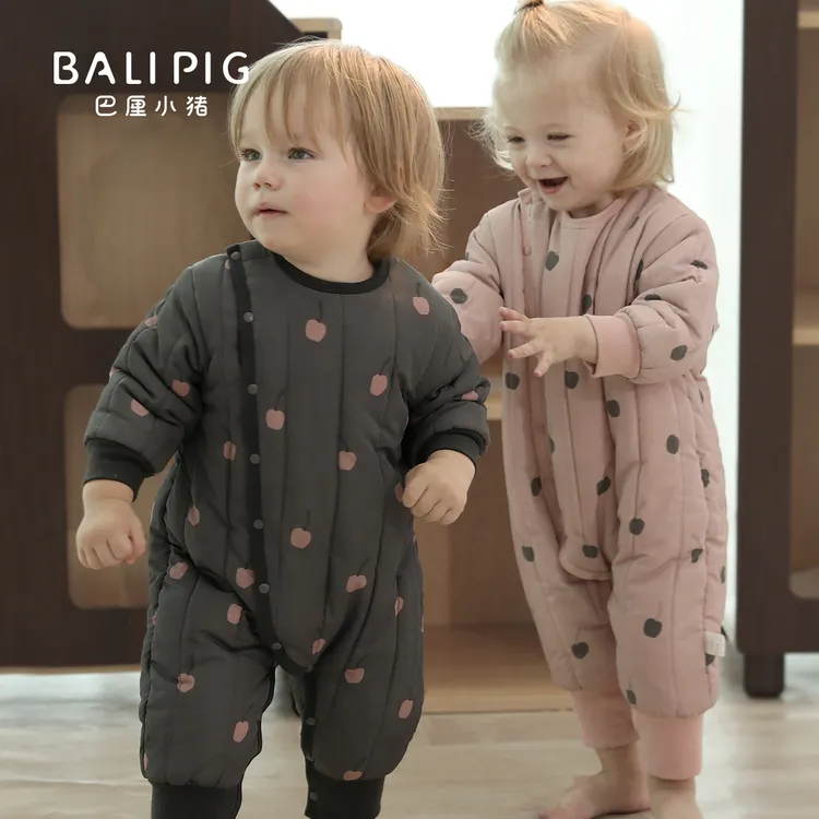 婴儿夹棉连体衣冬季加厚保暖棉袄新生儿棉服哈衣初生宝宝秋冬衣服