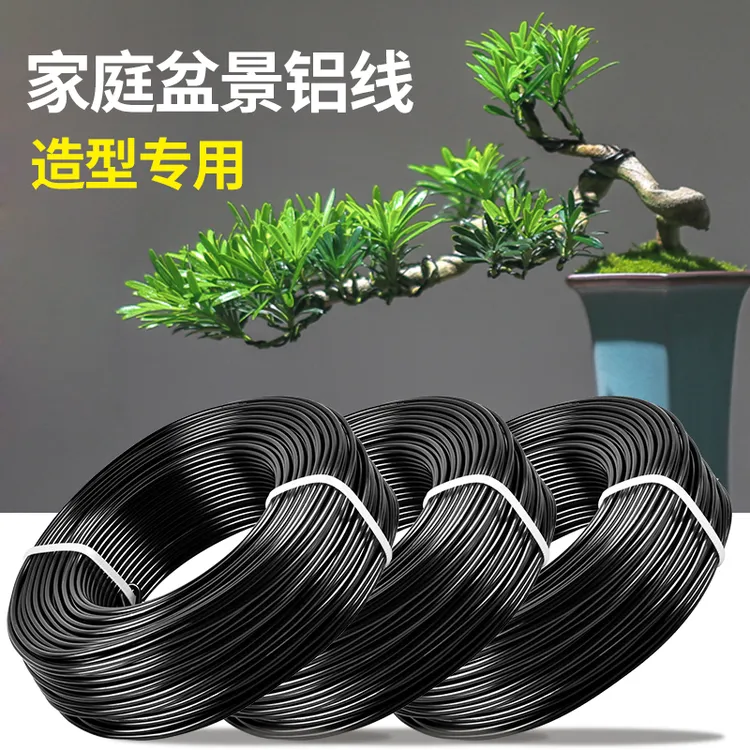 盆景造型专用铝丝铝线蟠扎罗汉松定型园艺花卉植物黑铝条丝线工具
