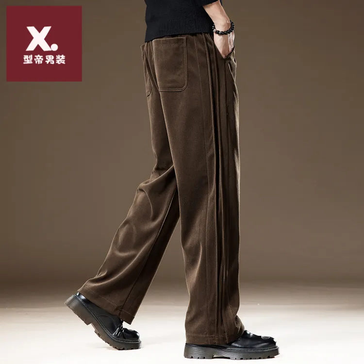 高端重磅雪尼尔男士休闲裤软糯舒适冬季新款直筒宽松运动长裤子男