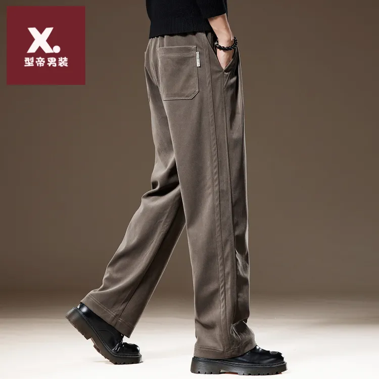 高端阔腿垂感休闲裤男士2025秋冬新款美式宽松大码运动直筒裤子男