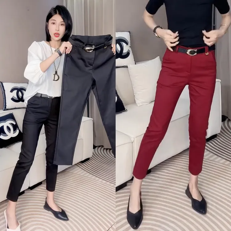 2025秋新款百搭西装裤子女小脚裤韩版修身显瘦休闲高腰九分裤