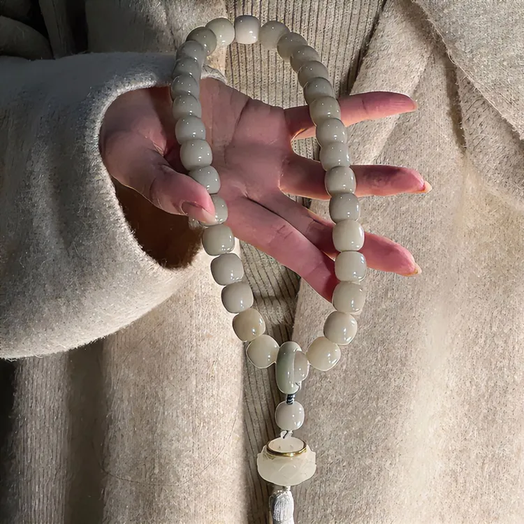 天青烟雨色菩提手串莲花香囊香丸女生盘串真品菩提根手持文玩手串